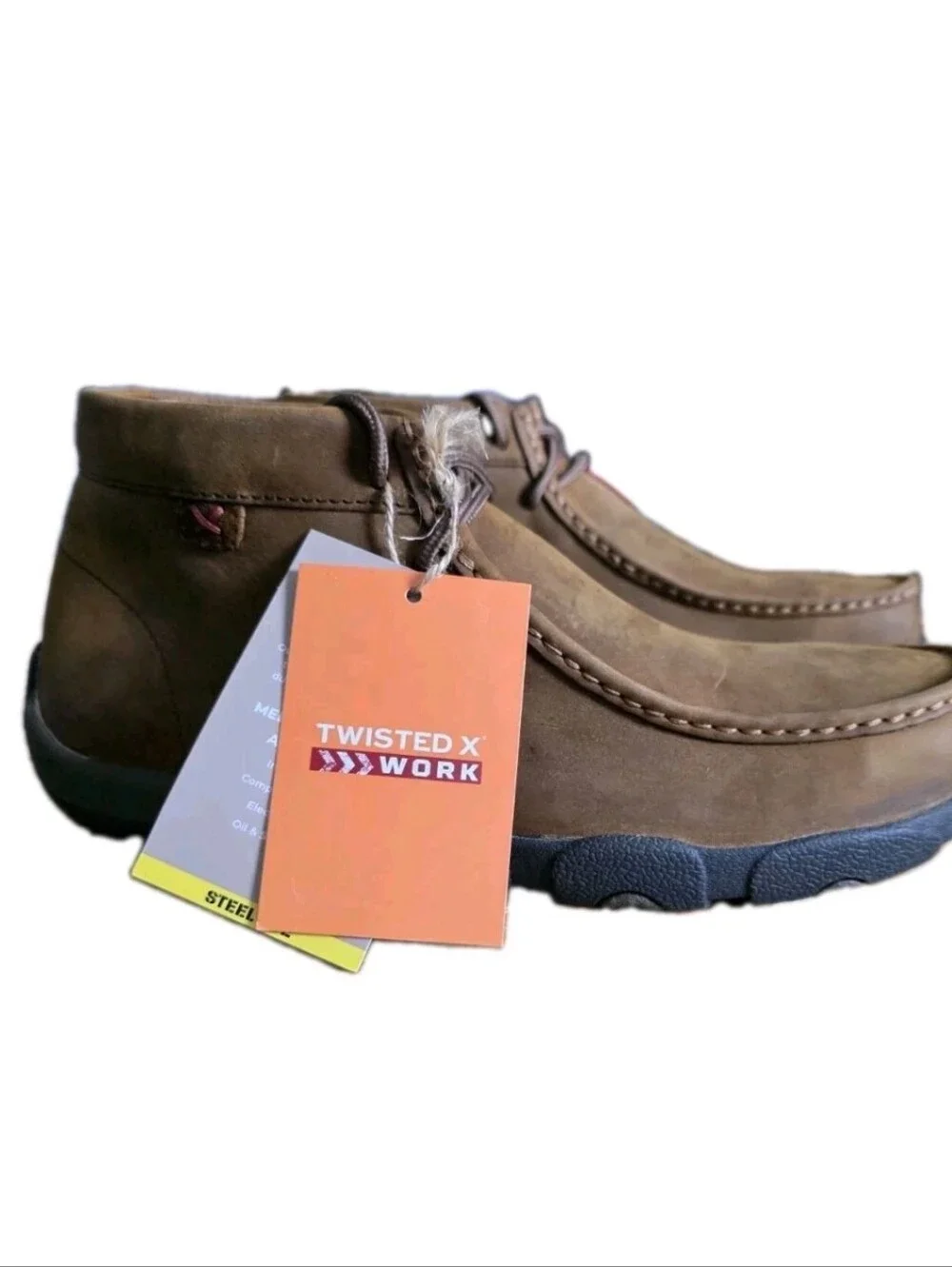 Twisted X Men's Driving Mocs Steel Toe Boots Distressed Saddle 8 (MDMST01) NIB